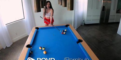 POVD Small Tit Cutie Loses The Pool Table Game