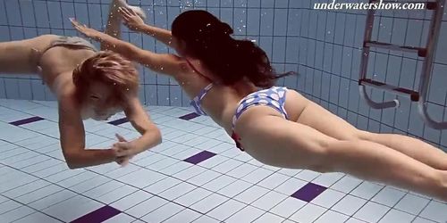 Russian hot teens swim nude underwater