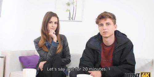 HUNT4K. Need for easy money motivates boy to sell GFs twat to rich guy