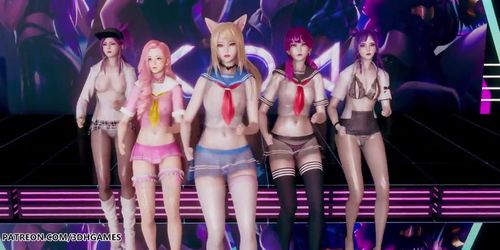 MMD Hello Venus -Wiggle Wiggle Striptease Ahri Akali Kaisa Evelynn Seraphine KDA