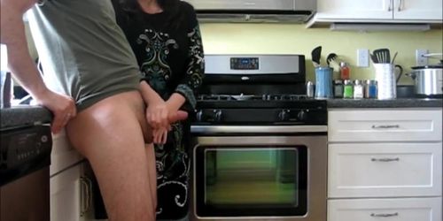 Hand job in Kitchen