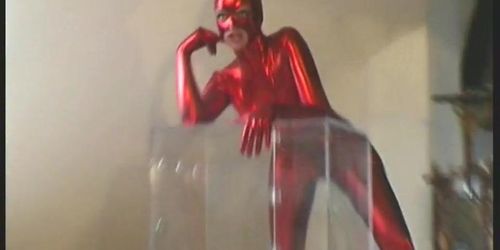 Red cateye spandex Angie in glasbox