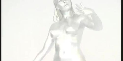 Big Booby fetish Monika completly painted silver