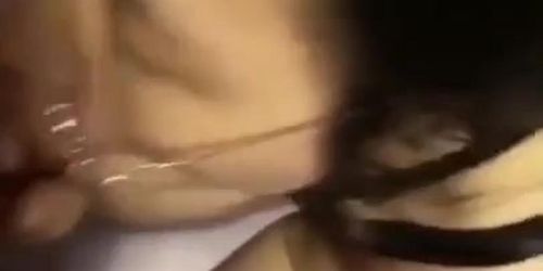 Cum in mouth of Asian nerd girlfriend