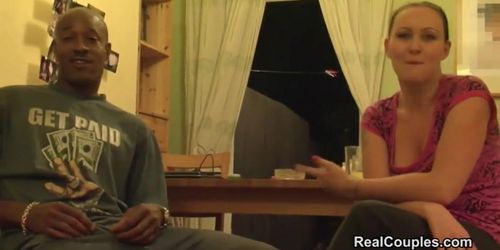 Real interracial couple filmed before and during sex (Real_CoupleSex , Real Couple)