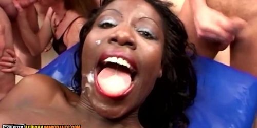 EXPLOITED AFRICAN IMMIGRANTS - Office Nerds Fucked By Whole Regional Branch In Hardcore Interracial Gang Bang