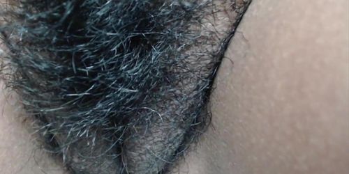 hairy Mexican shows pussy up close