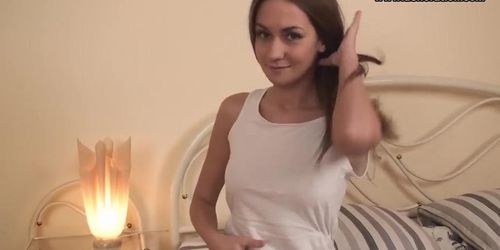 First time masturbating and orgasming on casting Galina