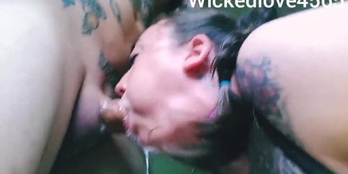 Sloppy BALLS DEEP throat screw for intense CUM IN THROAT suprise (Throat Pie)