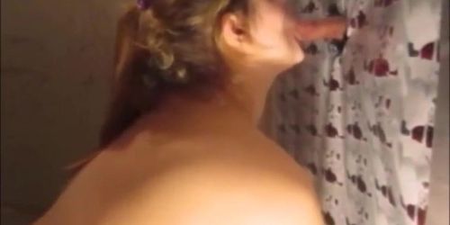 Golden Shower At Glory Hole Then Blowjob Cum Play