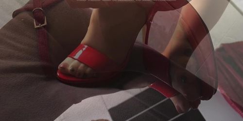 Red high heels shoejob footjob slideshow, erotic story