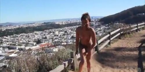 Nude in San Francisco: 18-year-old black girl masturbates in park