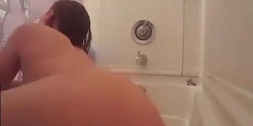 Dildo ride in shower (no sound)