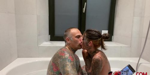 Busty inked chick stuffed by a big cock in the bath (Sascha Ink)