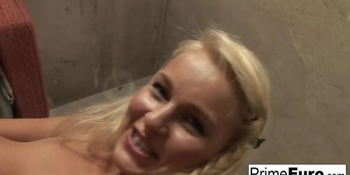 Cute blonde Nikki Sun takes two cocks