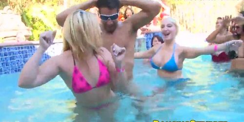 College girls get wet for a hunky muscular strippers body