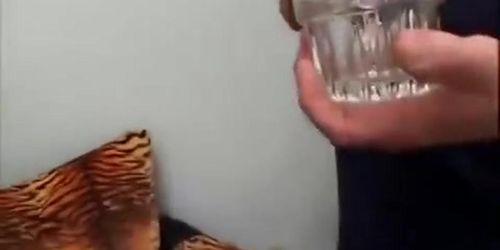 Karina Kay drink cum from a glass