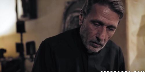 Gia Paige confesses her sins before taboo priest pounds her (Kylie Amour)