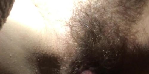 the most wonderful hairy cunt with cum on her clit