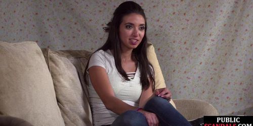 PUBLIC DISGRACE - Slutty Latina public fucked n facialized in front audience