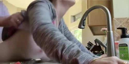 Busty Cheating Wife Banged On Kitchen Counter