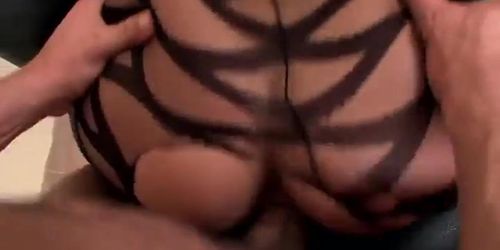 Czech Pussy Squirts and Cums in Crotchless Bodystocking