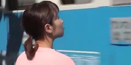 Wild public sharking video with mesmerizing little oriental angel