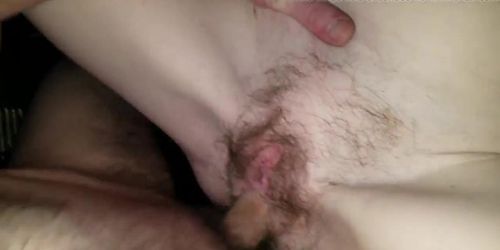 36 year old MILF gets hot jizz in her wet hairy pussy POV