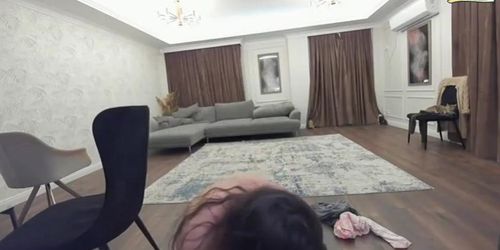 Russian cute girl stood,moaning,and squirt. many times.