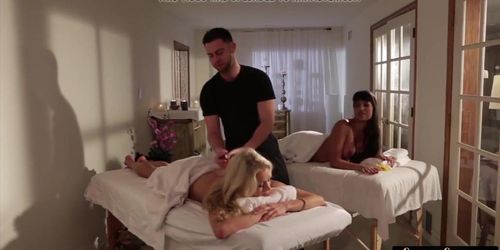 Busty stepmother screwed after the massage (Katie Morgan)