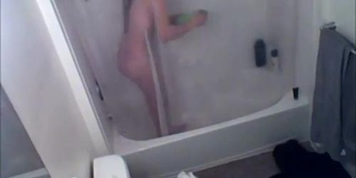 Hot nude woman spied in bathroom