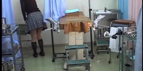 Hairy Jap girl gets a perverted treatment during Gyno exam