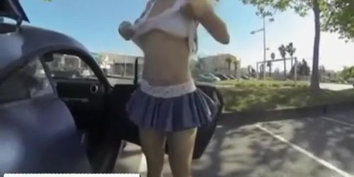 Exhibitionist changes clothes in public