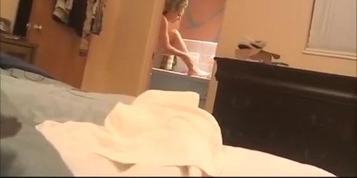 Husband films his wife in bathroom