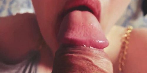 slobbery blowjob close-up with cum in mouth - Ezik01 18+