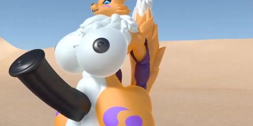 Renamon futanari & a futa dragoness – cum inflation & growth