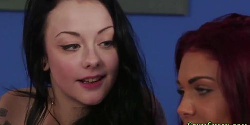 Kinky dominatrices jerking and stroking (Emma Leigh, Stella Cox)