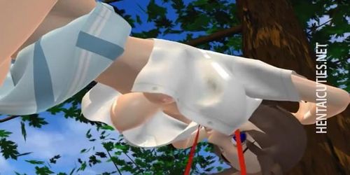 Sexy 3D anime cutie gets nailed outside