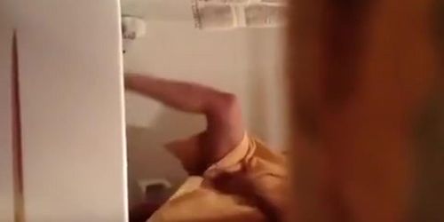 Hairy milf spied in bathroom drying