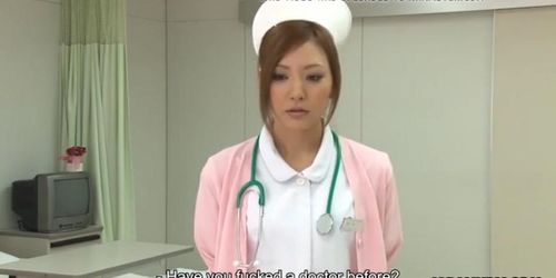 Stunning Japanese nurse gets creampied after being roughly p