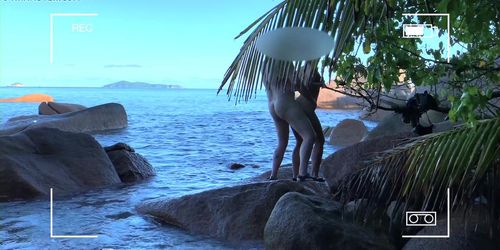 voyeur spy, nude couple having sex on public beach - projects