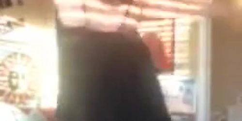 Sexy redhead dancing and stripping