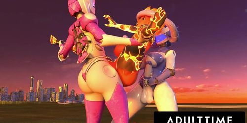 ADULT TIME - F U T A SENTAI SQUAD Big Titty Futanari Femdoms Deliver FACIAL AND CREAMPIE With Big Dick Robots