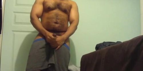 Cute Black Hairy Cub Jerks Off  Cums