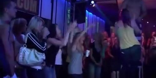 Cfnm girls getting undressed by strippers in an orgy party