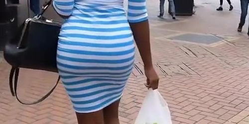 Ebony big ass in tight dress