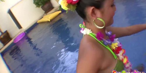 Cute Asian Girl having sex in the pool