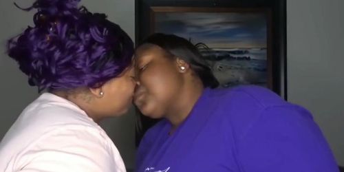 2 bbws kiss for the first time sexy