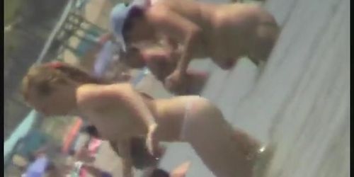 Voyeur beach nudity with hot teen babes topless