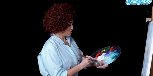 Big Boobs Milf Ryan Keely Cosplay As Bob Ross Gets Horny During Painting Tutorial